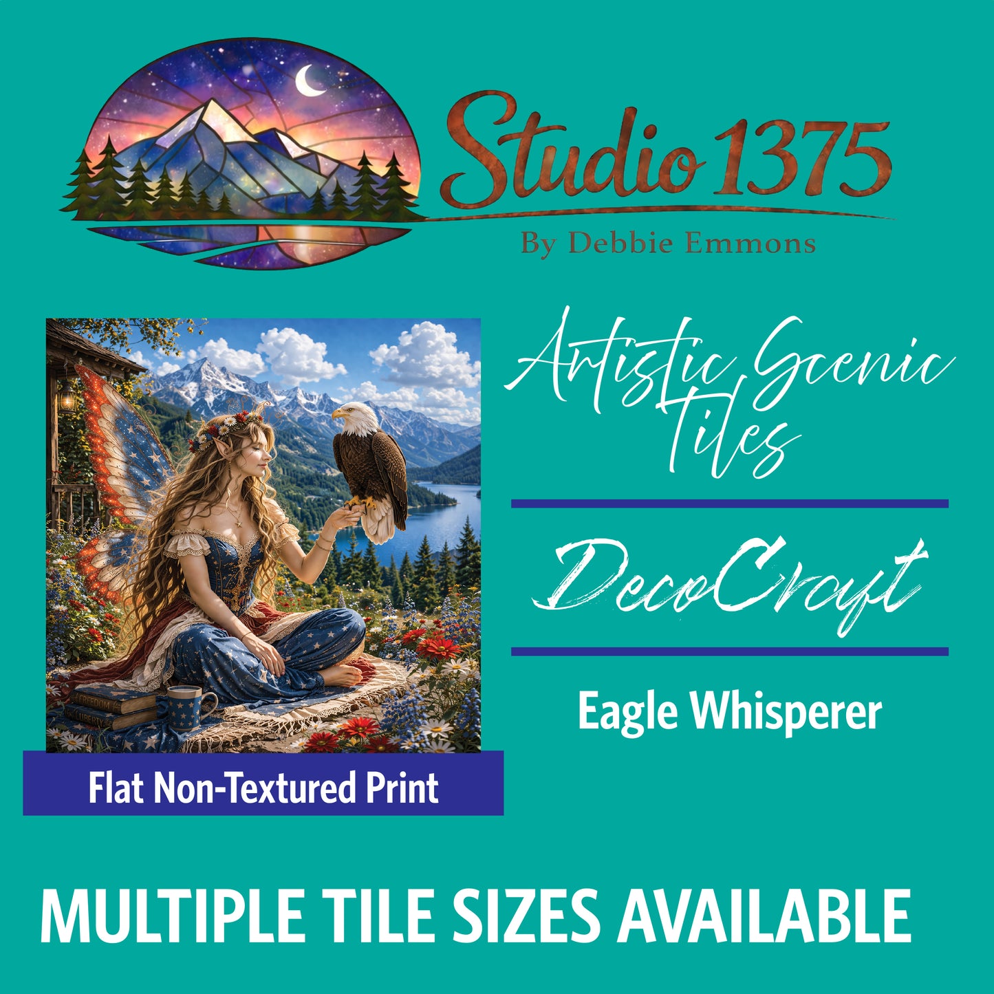 DecoCraft - Studio 1375 - Scenic Tiles Series - Faries - Eagle Whisperer