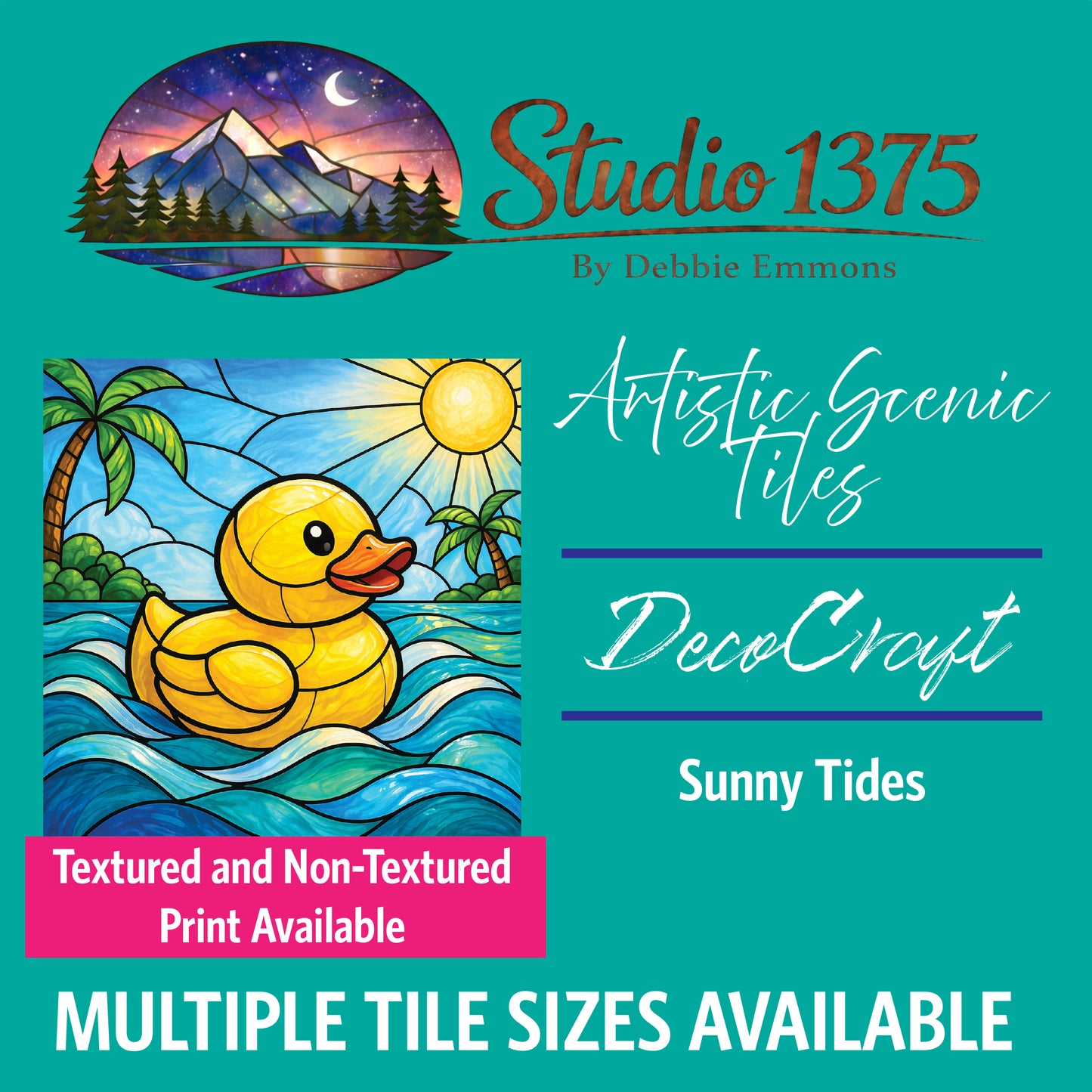 DecoCraft - Studio 1375 - Scenic Elevated Texture Tiles - Rubber Ducks - Sunny Tides