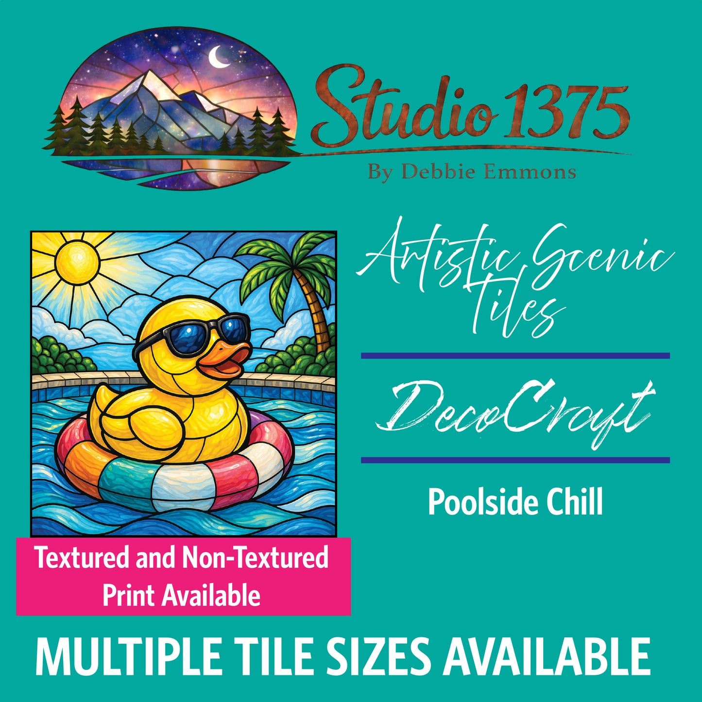 DecoCraft - Studio 1375 - Scenic Elevated Texture Tiles - Rubber Ducks -Poolside Chill