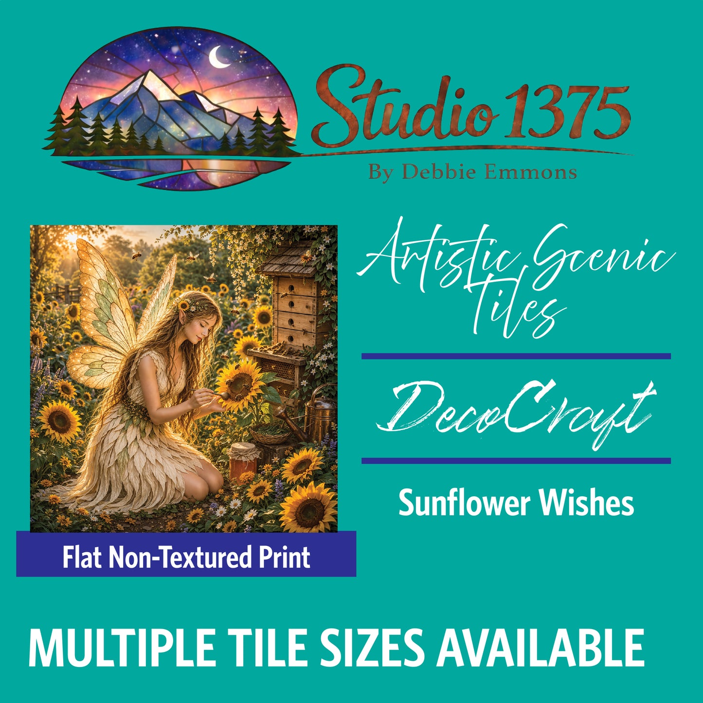 DecoCraft - Studio 1375 - Scenic Tiles Series - Faries - Sunflower Wishes