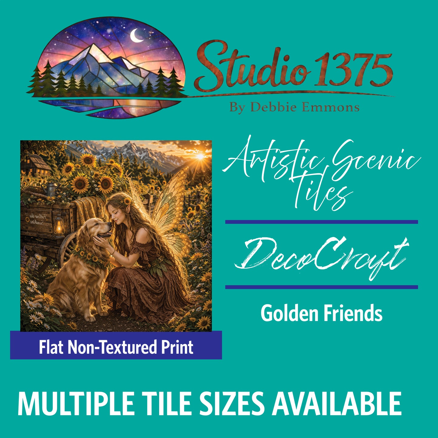 DecoCraft - Studio 1375 - Scenic Tiles Series - Faries - Golden Friends