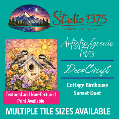 DecoCraft - Studio 1375 - Scenic Elevated Texture Tiles - Cottage Birdhouse - Sunset Duet