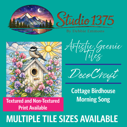 DecoCraft - Studio 1375 - Scenic Elevated Texture Tiles - Cottage Birdhouse - Morning Song