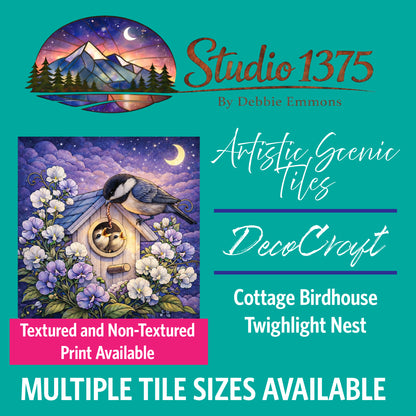 DecoCraft - Studio 1375 - Scenic Elevated Texture Tiles - Cottage Birdhouse - Twilight Nest