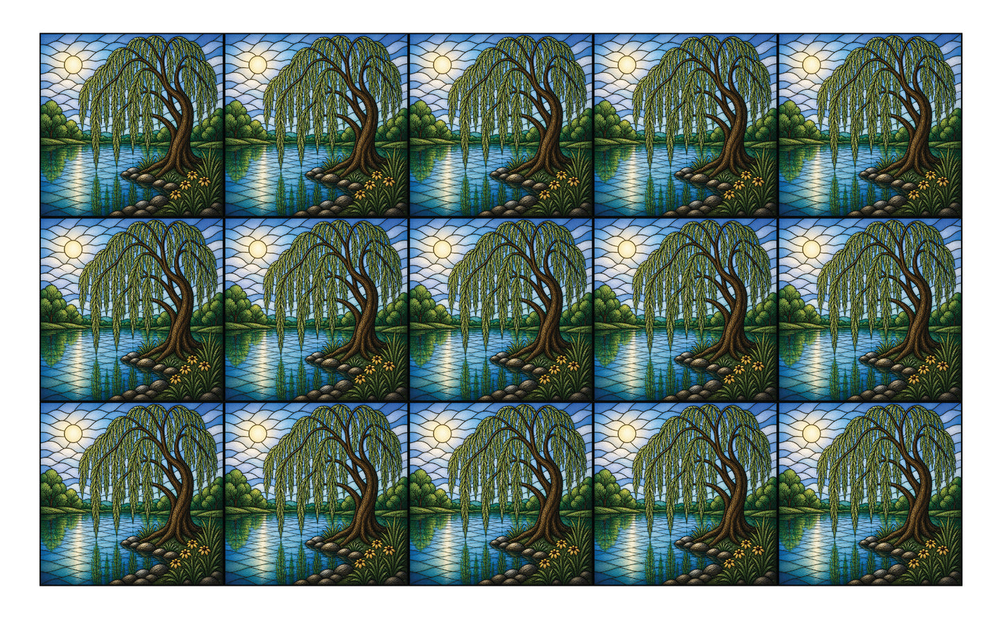 DecoCraft - Studio 1375 - Scenic Elevated Texture Tiles - Whispering Willows - Willow Lake