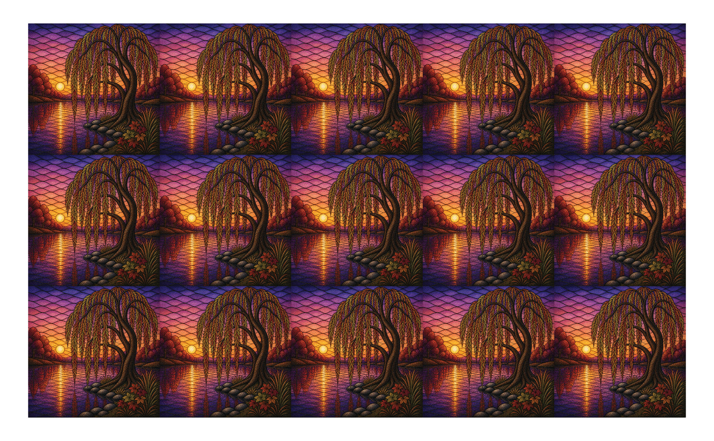 DecoCraft - Studio 1375 - Scenic Elevated Texture Tiles - Whispering Willows - Autumn Sunset