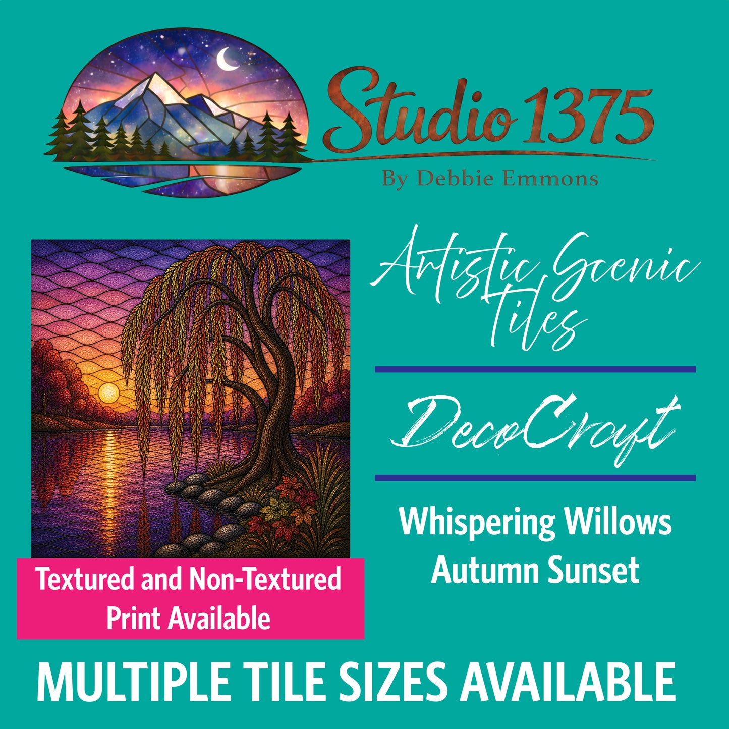 DecoCraft - Studio 1375 - Scenic Elevated Texture Tiles - Whispering Willows - Autumn Sunset