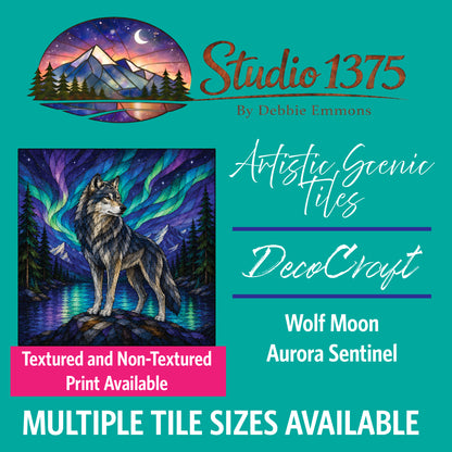 DecoCraft - Studio 1375 - Scenic Elevated Texture Tiles - Wolf Moon - Aurora Sentinel