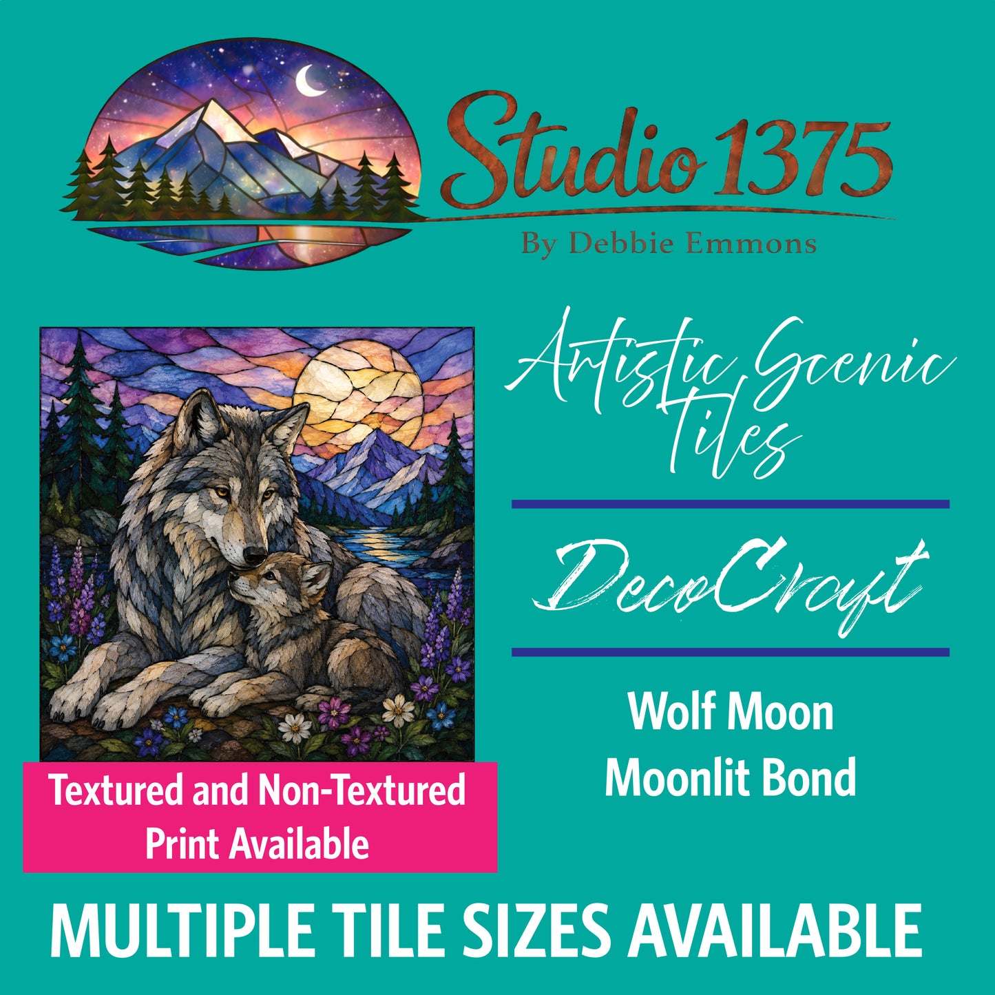 DecoCraft - Studio 1375 - Scenic Elevated Texture Tiles - Wolf Moon - Moonlit Bond