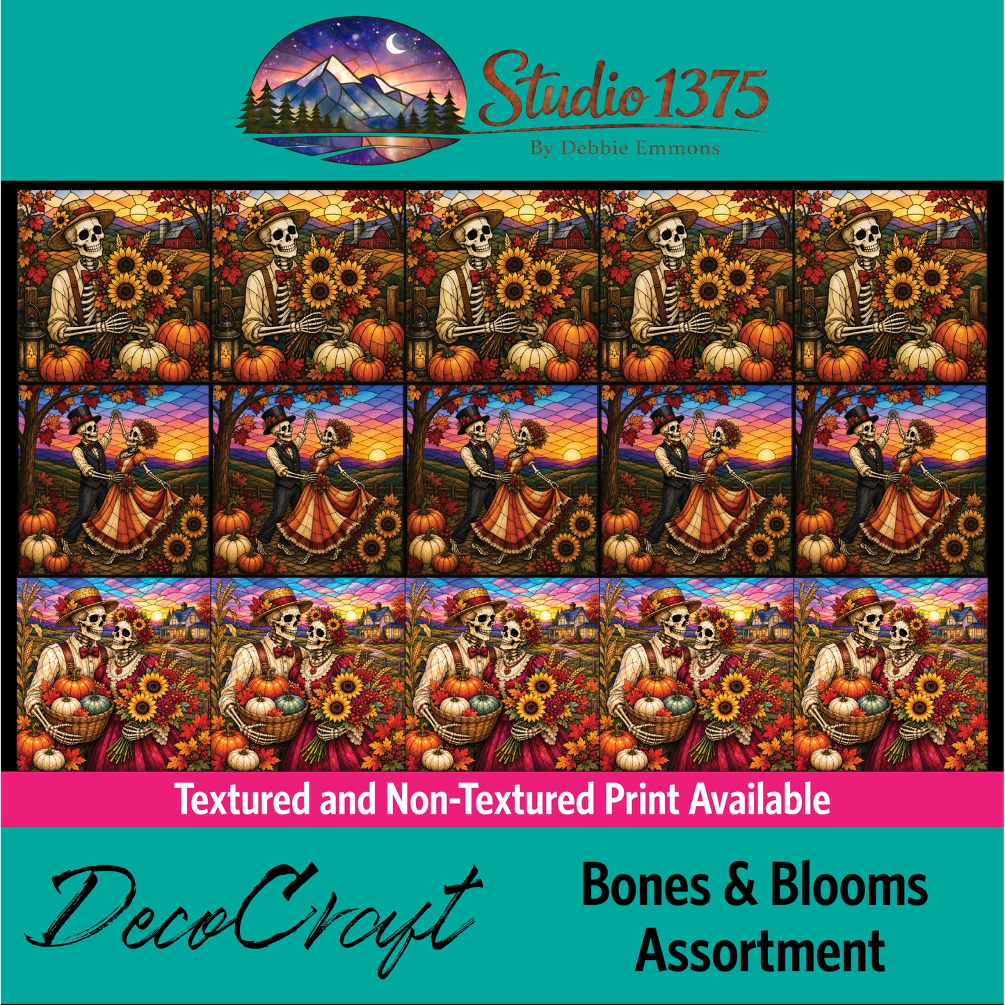 DecoCraft - Studio 1375 - Scenic Elevated Texture Tiles - Bones & Blooms Assortment