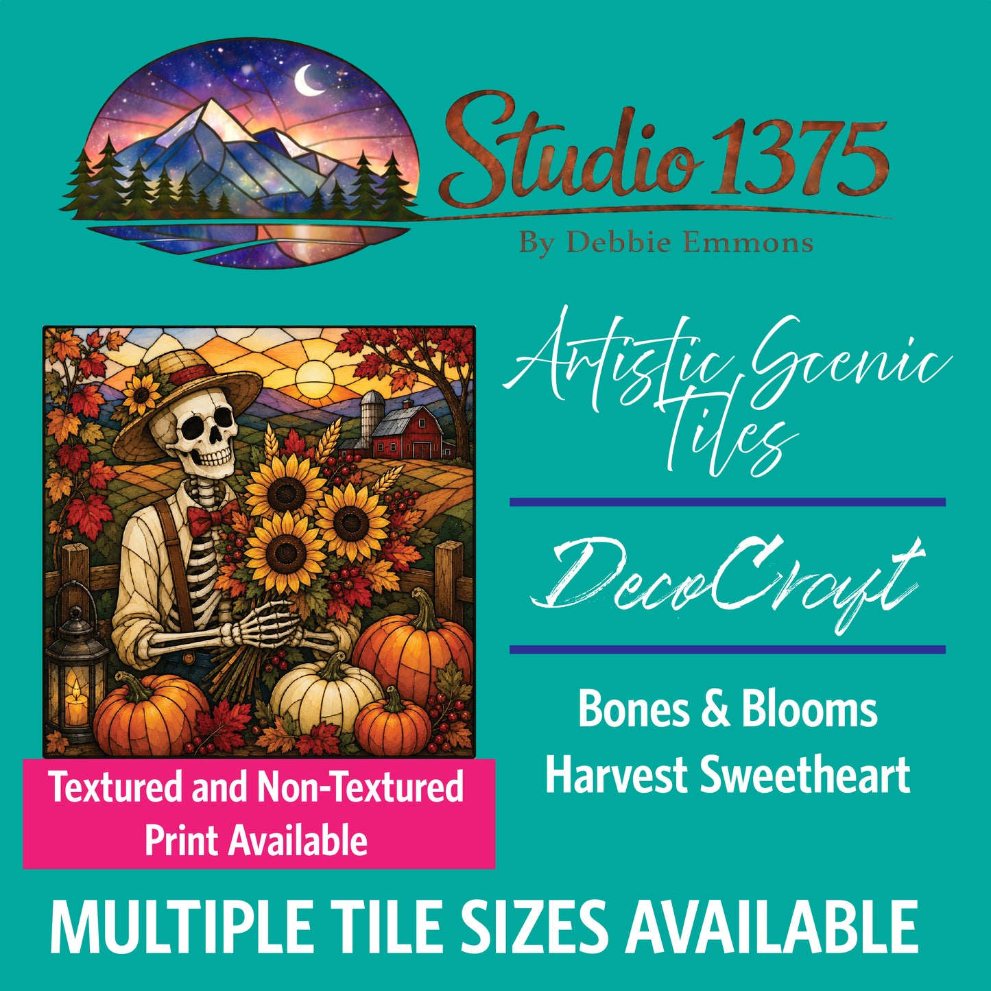 DecoCraft - Studio 1375 - Scenic Elevated Texture Tiles - Bones & Blooms - Harvest Sweetheart