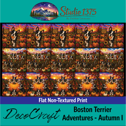 DecoCraft - Studio 1375 - Scenic Tiles Series - Boston Terrier Adventures - Autumn I
