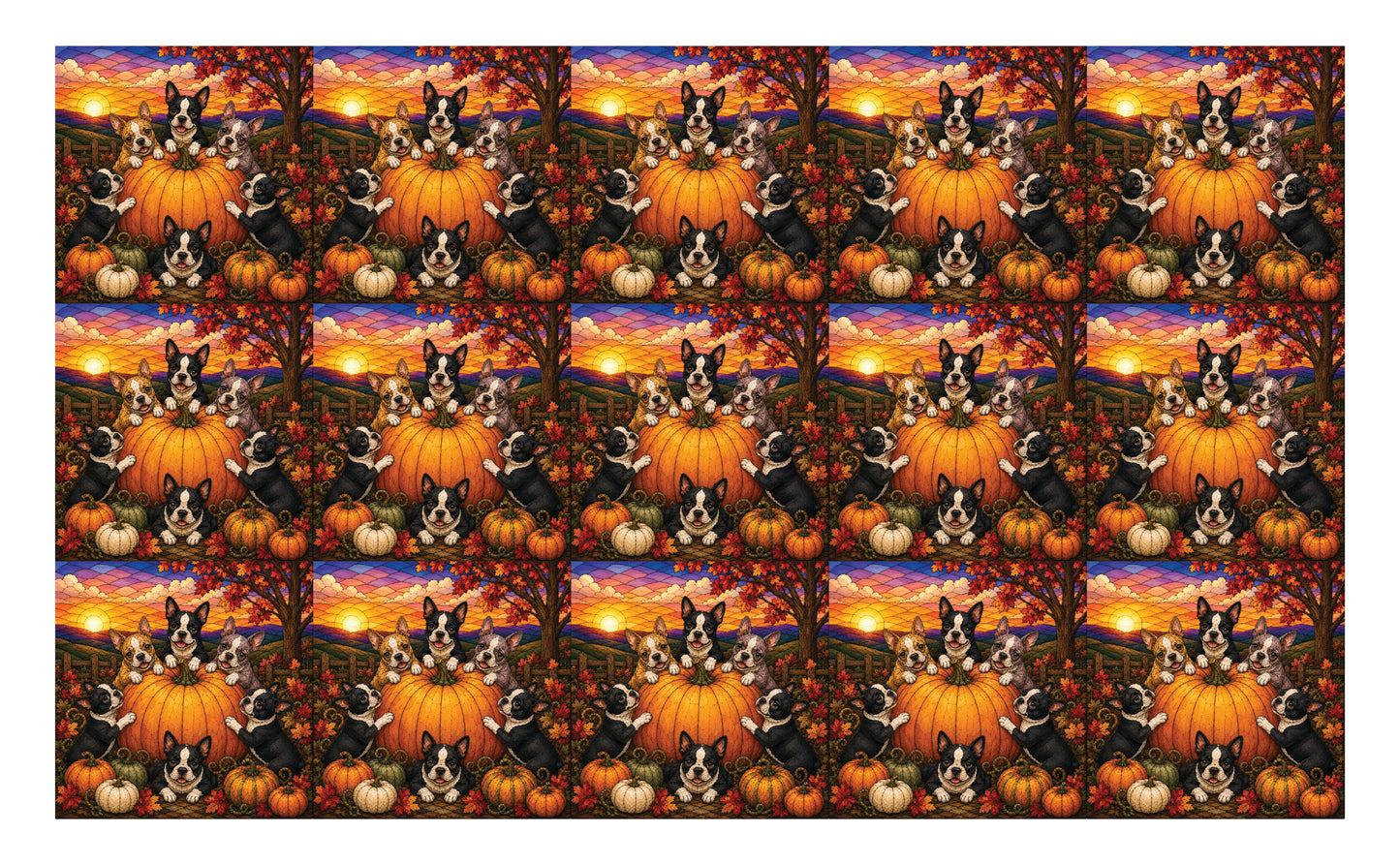 DecoCraft - Studio 1375 - Scenic Tiles Series - Boston Terrier Adventures - Great Pumpkin Adventure