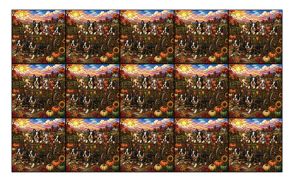 DecoCraft - Studio 1375 - Scenic Tiles Series - Boston Terrier Adventures - Pumpkin Cart