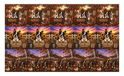 DecoCraft - Studio 1375 - Scenic Tiles Series - Boston Terrier Adventures - Autumn II