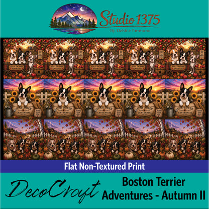 DecoCraft - Studio 1375 - Scenic Tiles Series - Boston Terrier Adventures - Autumn II