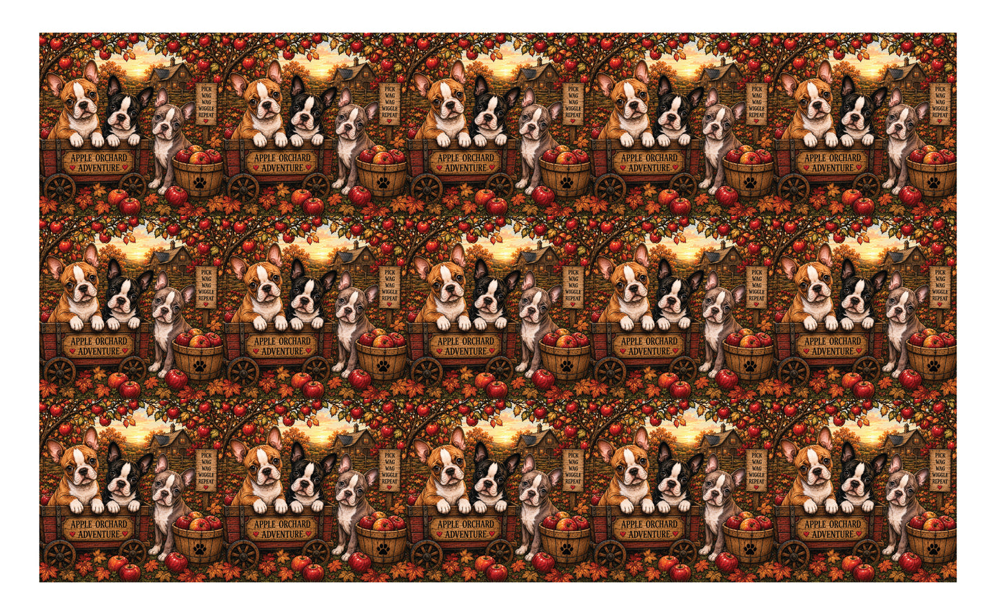 DecoCraft - Studio 1375 - Scenic Tiles Series - Boston Terrier Adventures - Apple Orchard