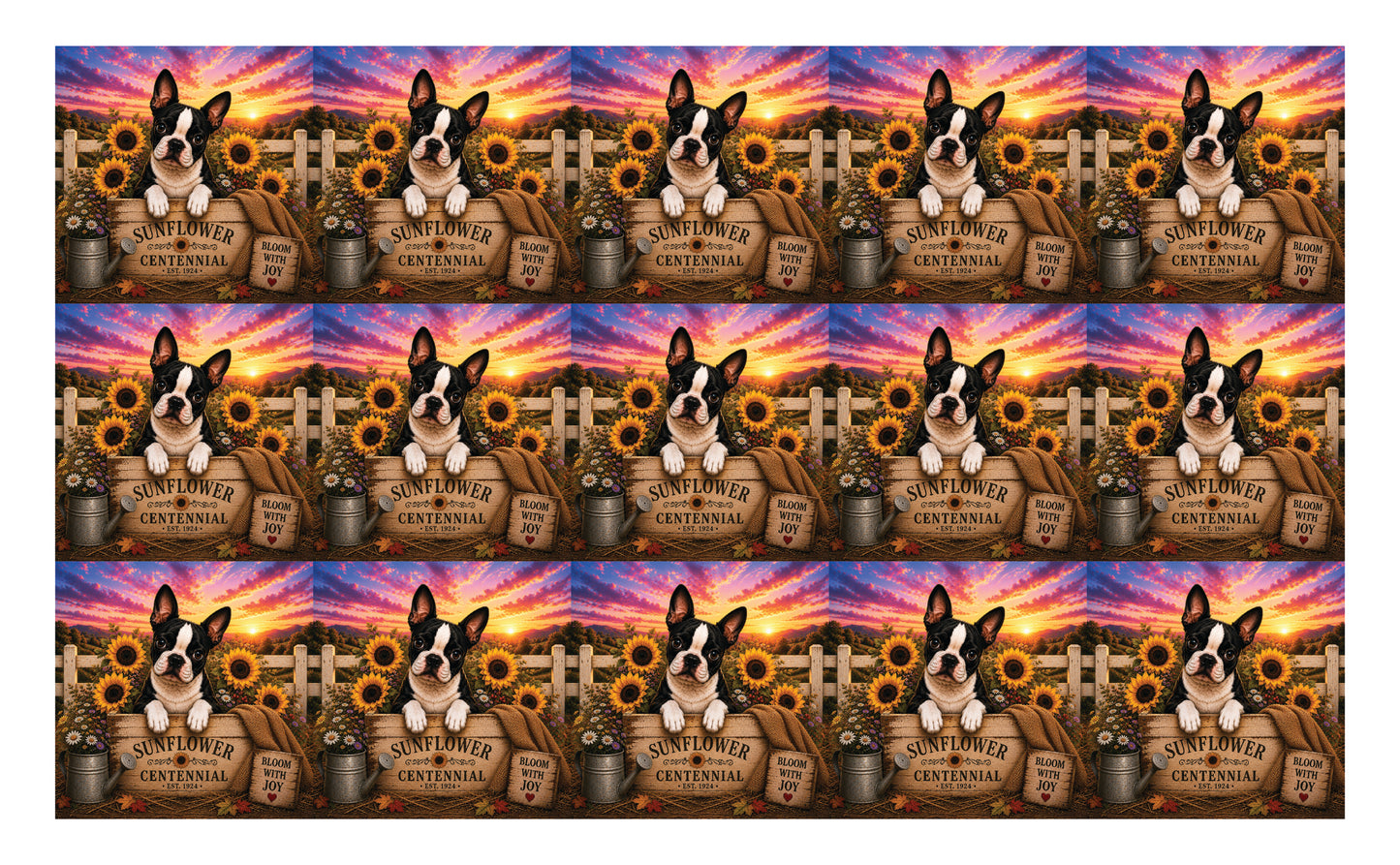 DecoCraft - Studio 1375 - Scenic Tiles Series - Boston Terrier Adventures - Sunflower Centennial
