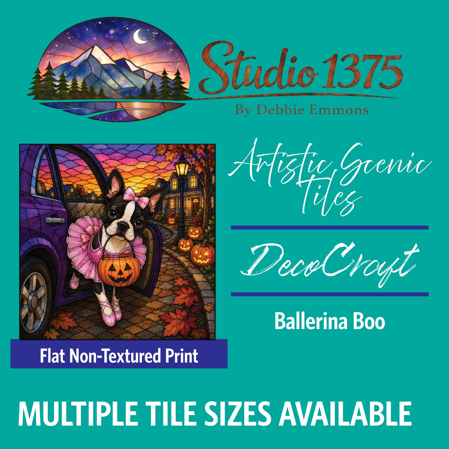 DecoCraft - Studio 1375 - Scenic Tiles Series - Boston Terrier Adventures - Ballerina Boo
