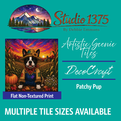 DecoCraft - Studio 1375 - Scenic Tiles Series - Boston Terrier Adventures - Patchy Pup