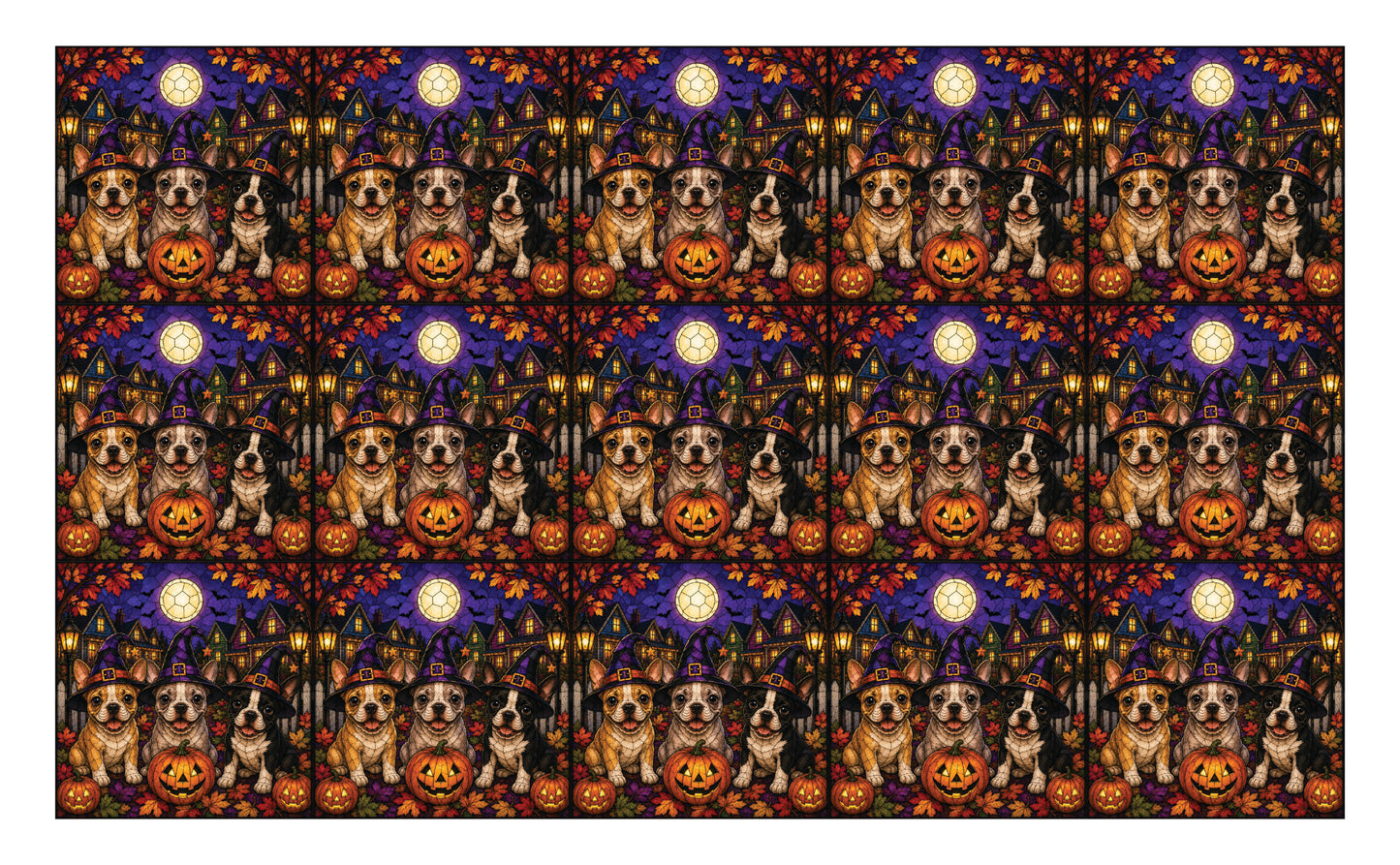 DecoCraft - Studio 1375 - Scenic Tiles Series - Boston Terrier Adventures - Witching Hour Pups