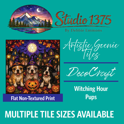 DecoCraft - Studio 1375 - Scenic Tiles Series - Boston Terrier Adventures - Witching Hour Pups