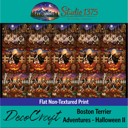 DecoCraft - Studio 1375 - Scenic Tiles Series - Boston Terrier Adventures - Halloween II