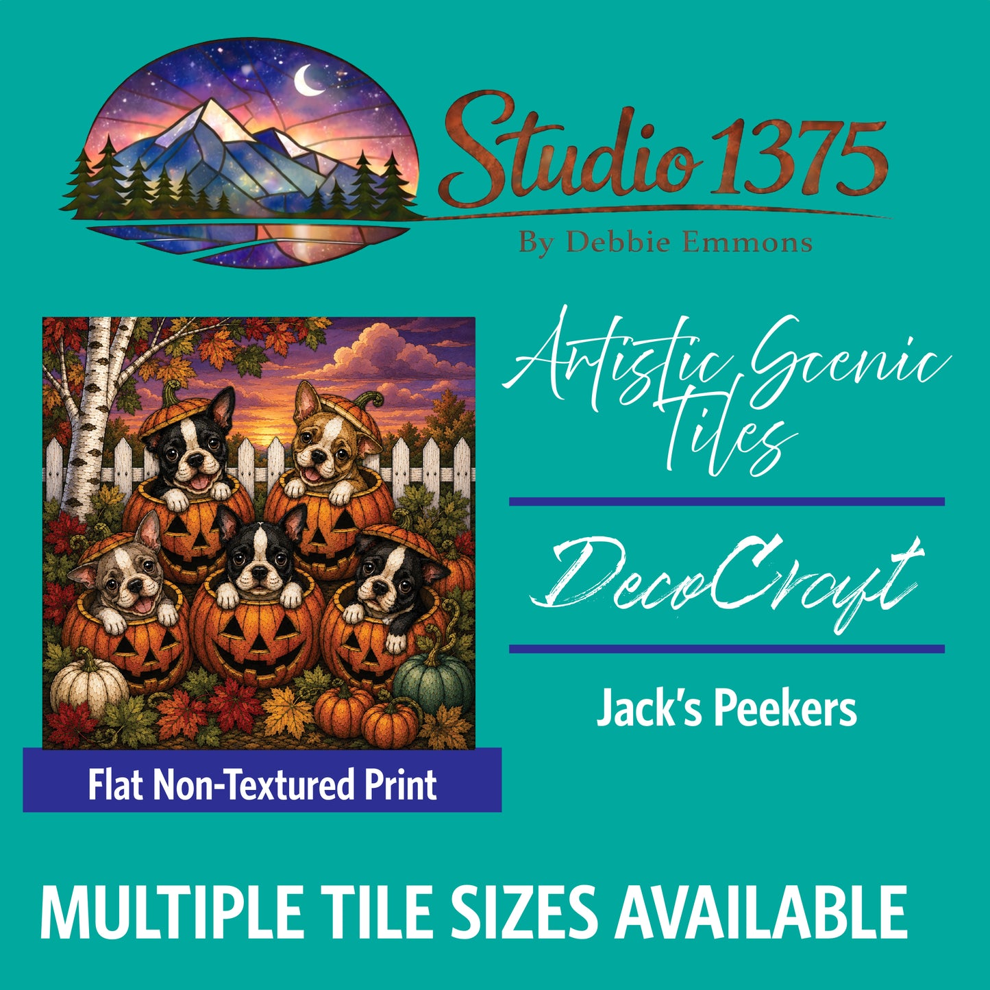 DecoCraft - Studio 1375 - Scenic Tiles Series - Boston Terrier Adventures - Jack's Peekers