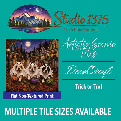 DecoCraft - Studio 1375 - Scenic Tiles Series - Boston Terrier Adventures - Trick or Trot