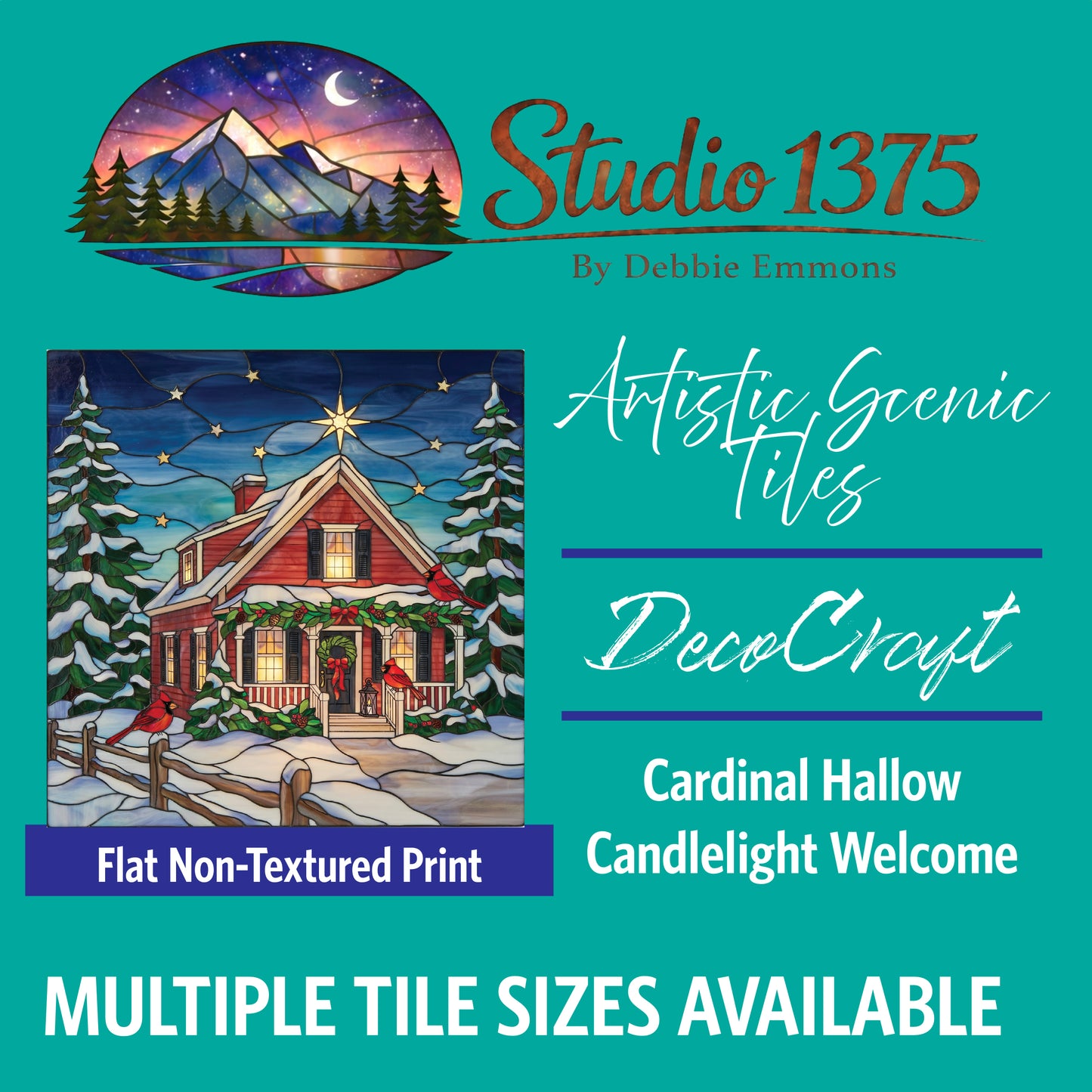 DecoCraft - Studio 1375 - Scenic Tiles Series - Cardinal Hallow Christmas - Candlelight Welcome