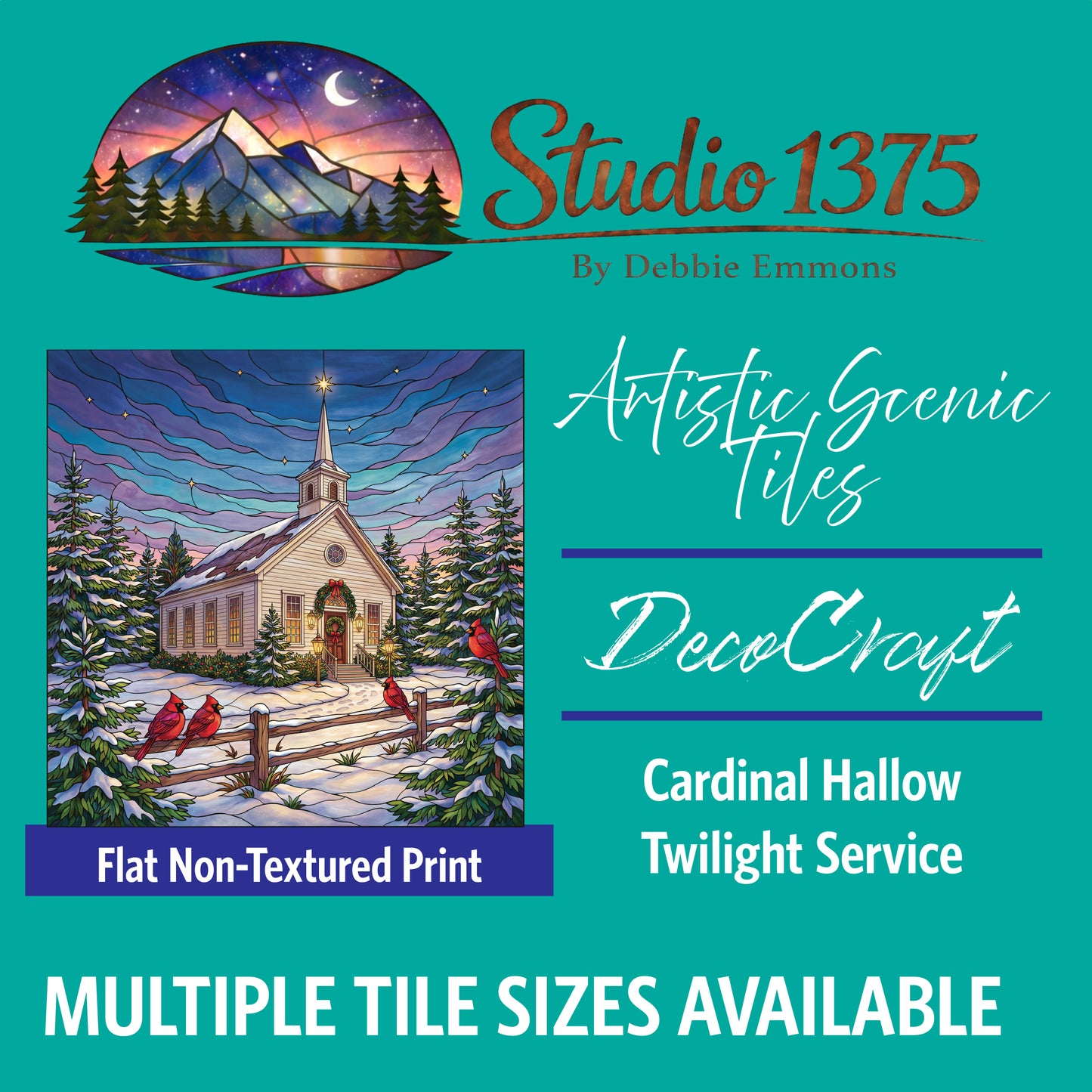 DecoCraft - Studio 1375 - Scenic Tiles Series - Cardinal Hallow Christmas - Twilight Service