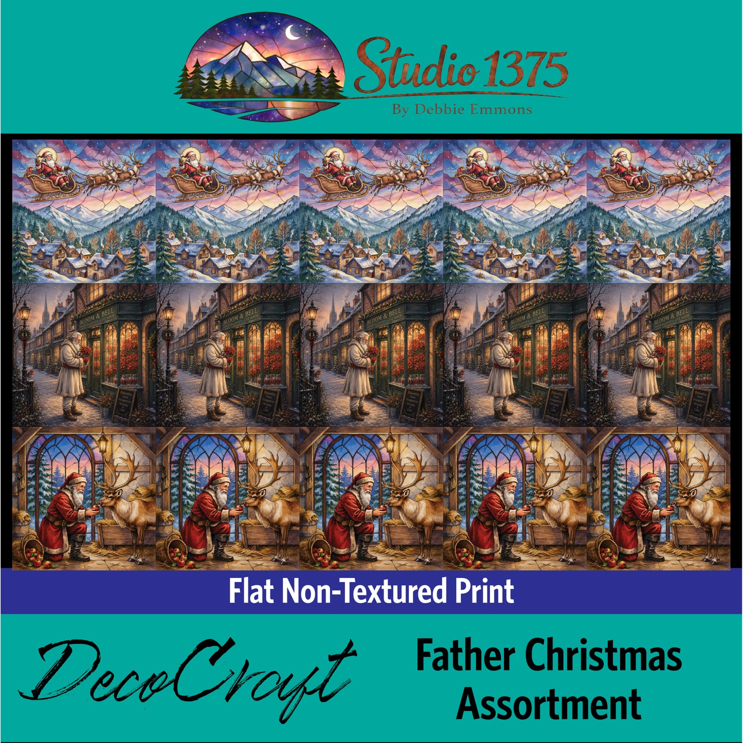 DecoCraft - Studio 1375 - Scenic Tiles Series - Father Christmas Assortment
