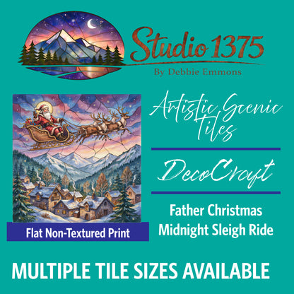 DecoCraft - Studio 1375 - Scenic Tiles Series - Father Christmas - Midnight Sleigh Ride