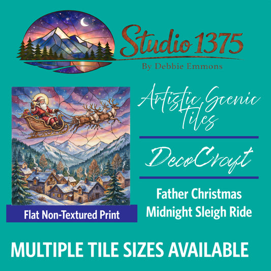 DecoCraft - Studio 1375 - Scenic Tiles Series - Father Christmas - Midnight Sleigh Ride