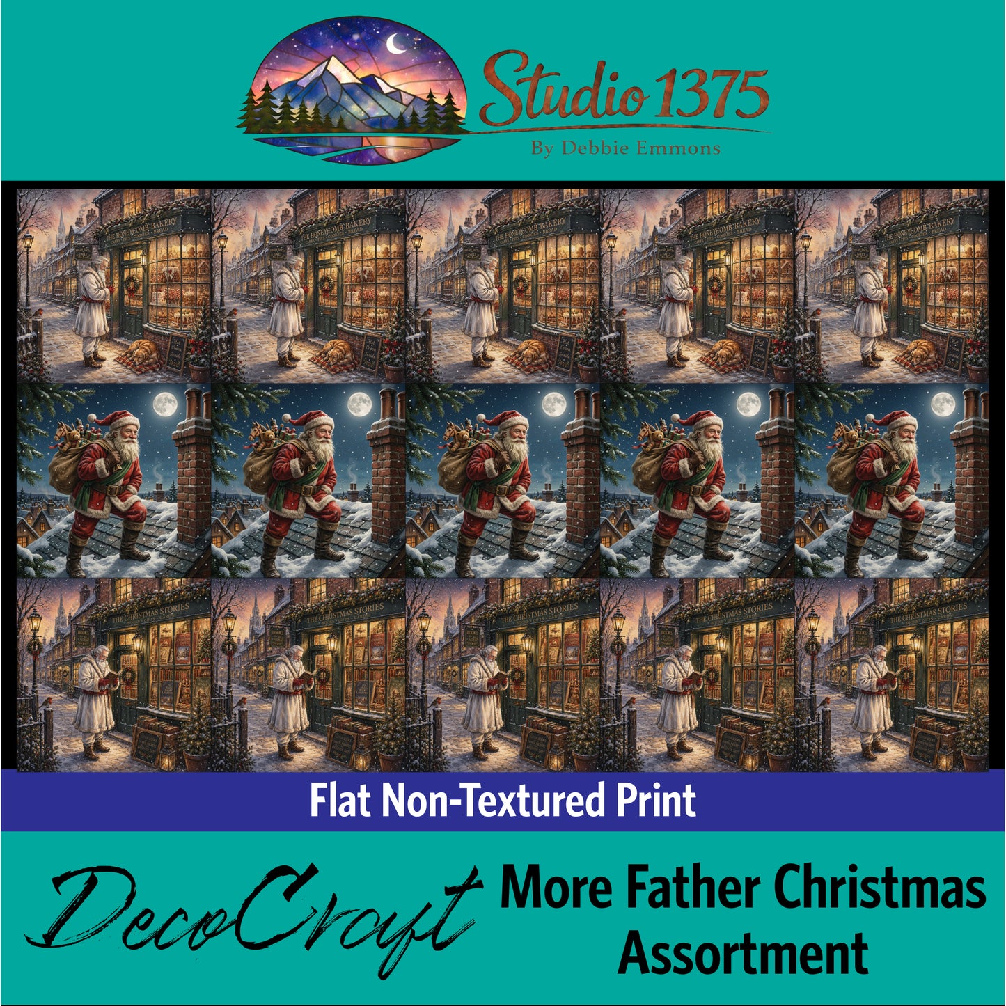 DecoCraft - Studio 1375 - Scenic Tiles Series - More Father Christmas Assortment