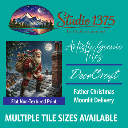 DecoCraft - Studio 1375 - Scenic Tiles Series - Father Christmas - Moonlit Delivery