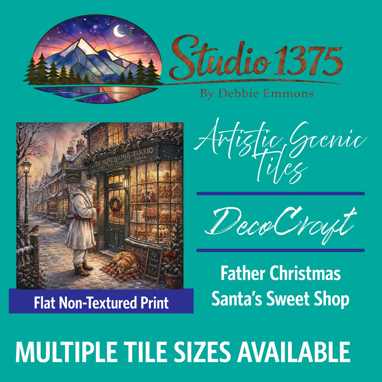 DecoCraft - Studio 1375 - Scenic Tiles Series - Father Christmas - Santa's Sweet Shop