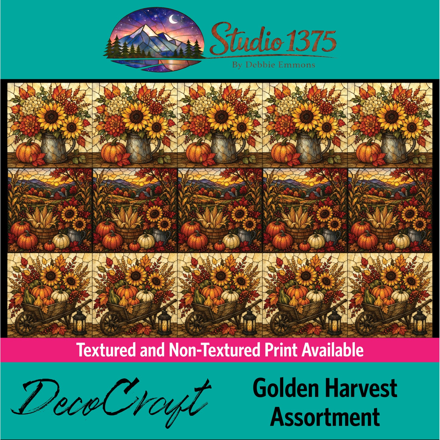 DecoCraft - Studio 1375 - Scenic Elevated Texture Tiles -Golden Harvest Assortment