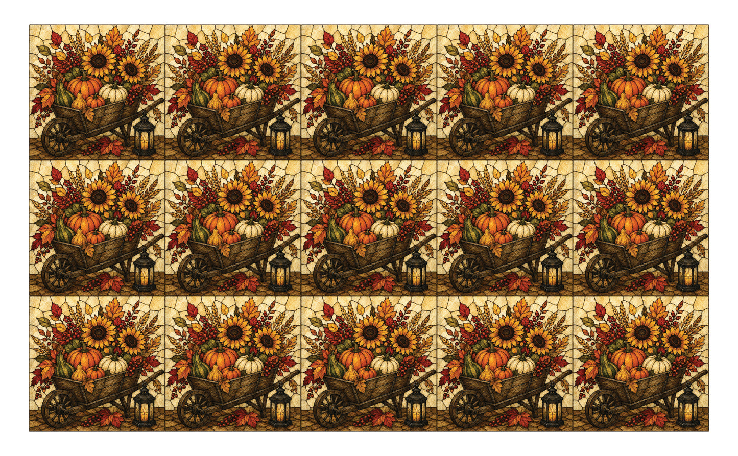 DecoCraft - Studio 1375 - Scenic Elevated Texture Tiles - Golden Harvest - Harvest on Wheels
