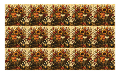DecoCraft - Studio 1375 - Scenic Elevated Texture Tiles - Golden Harvest - Harvest on Wheels