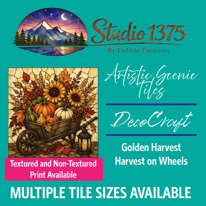 DecoCraft - Studio 1375 - Scenic Elevated Texture Tiles - Golden Harvest - Harvest on Wheels
