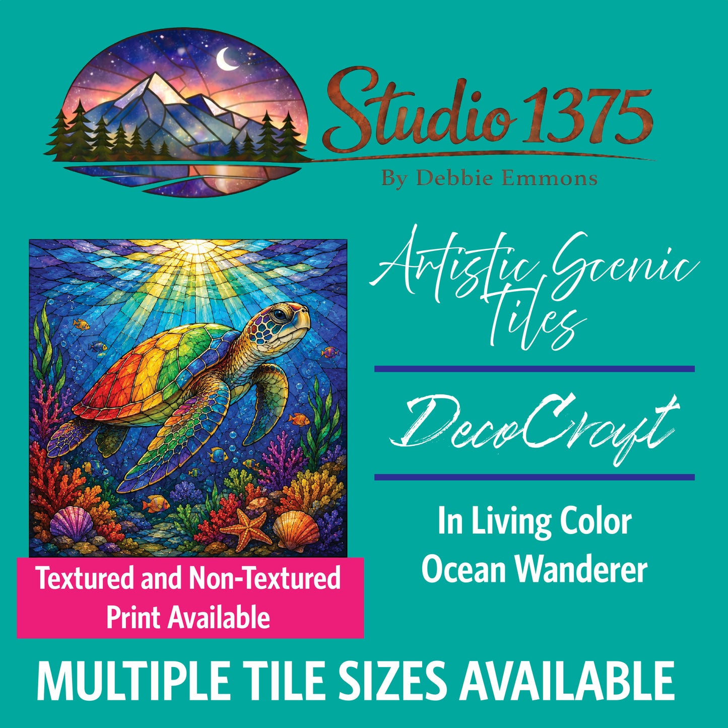DecoCraft - Studio 1375 - Scenic Elevated Texture Tiles - In Living Color - Ocean Wanderer