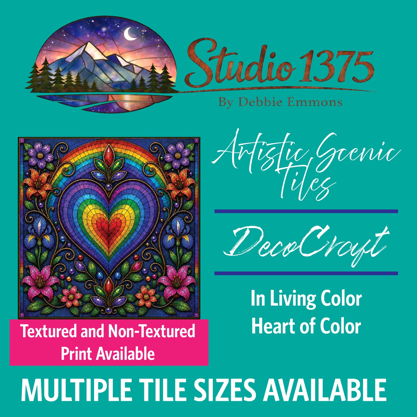 DecoCraft - Studio 1375 - Scenic Elevated Texture Tiles - In Living Color - Heart of Color