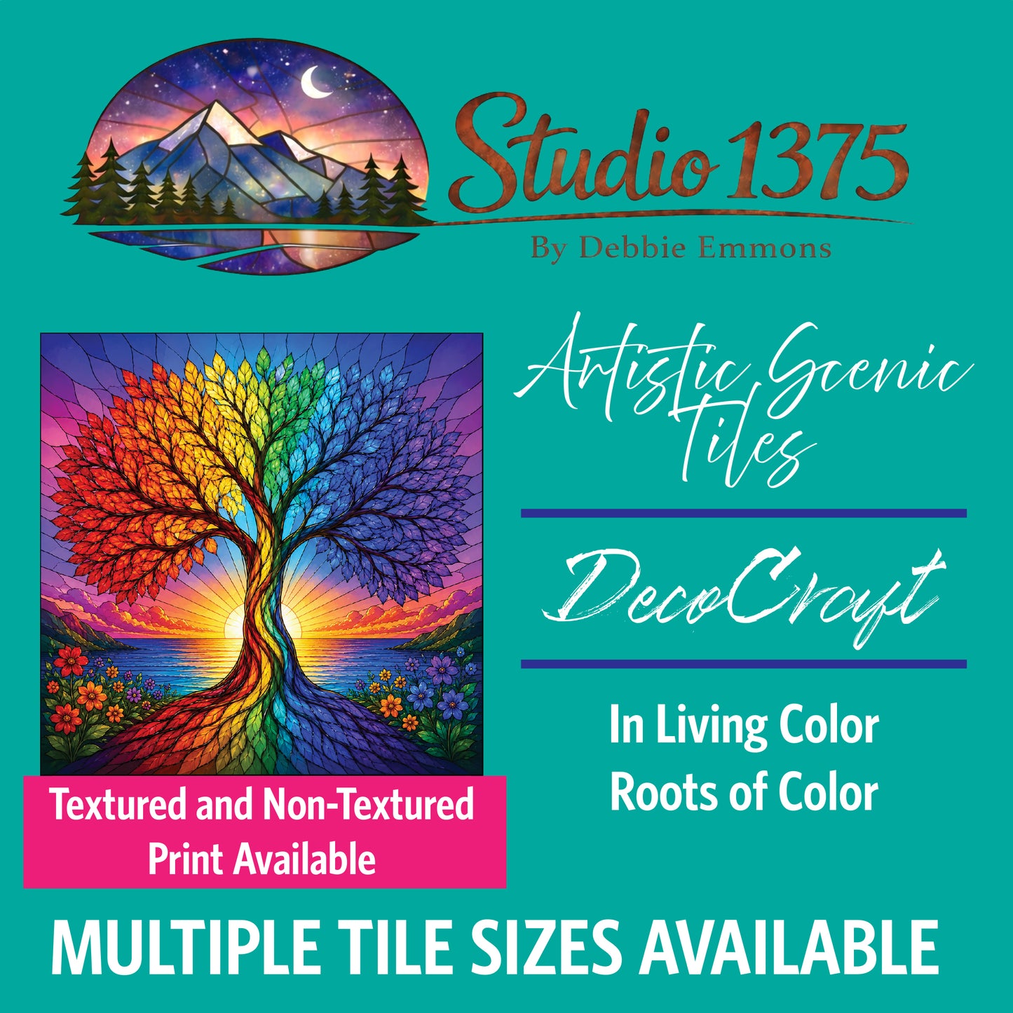 DecoCraft - Studio 1375 - Scenic Elevated Texture Tiles - In Living Color - Roots of Color