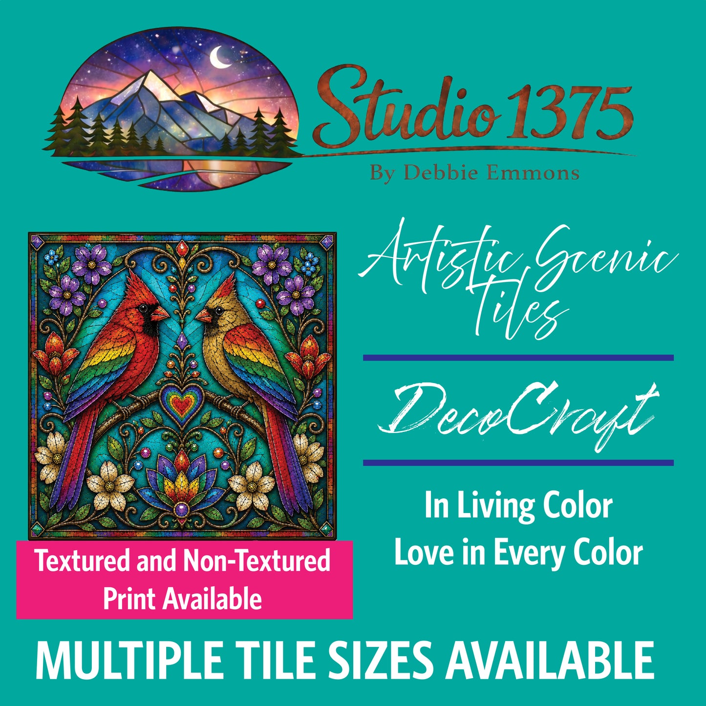 DecoCraft - Studio 1375 - Scenic Elevated Texture Tiles - In Living Color - Love in Every Color
