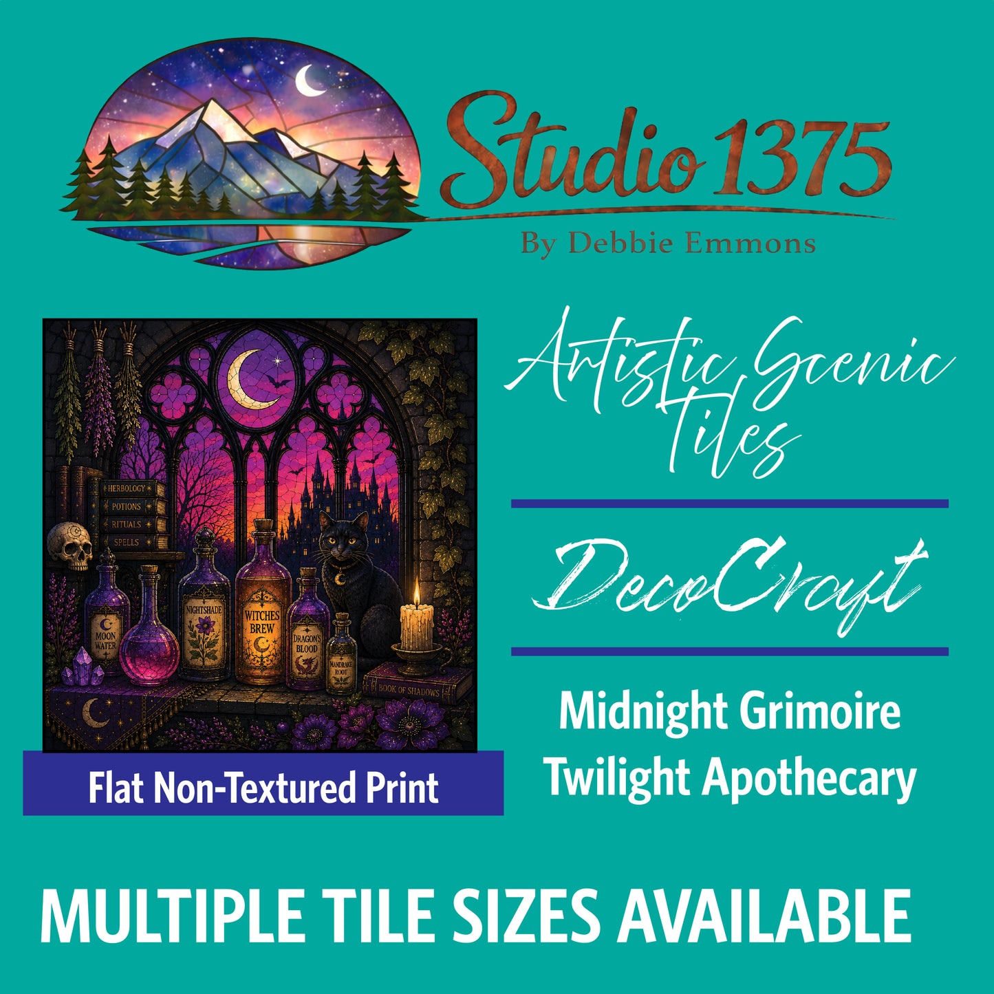 DecoCraft - Studio 1375 - Scenic Tiles Series - Midnight Grimoire - Twilight Apothecary