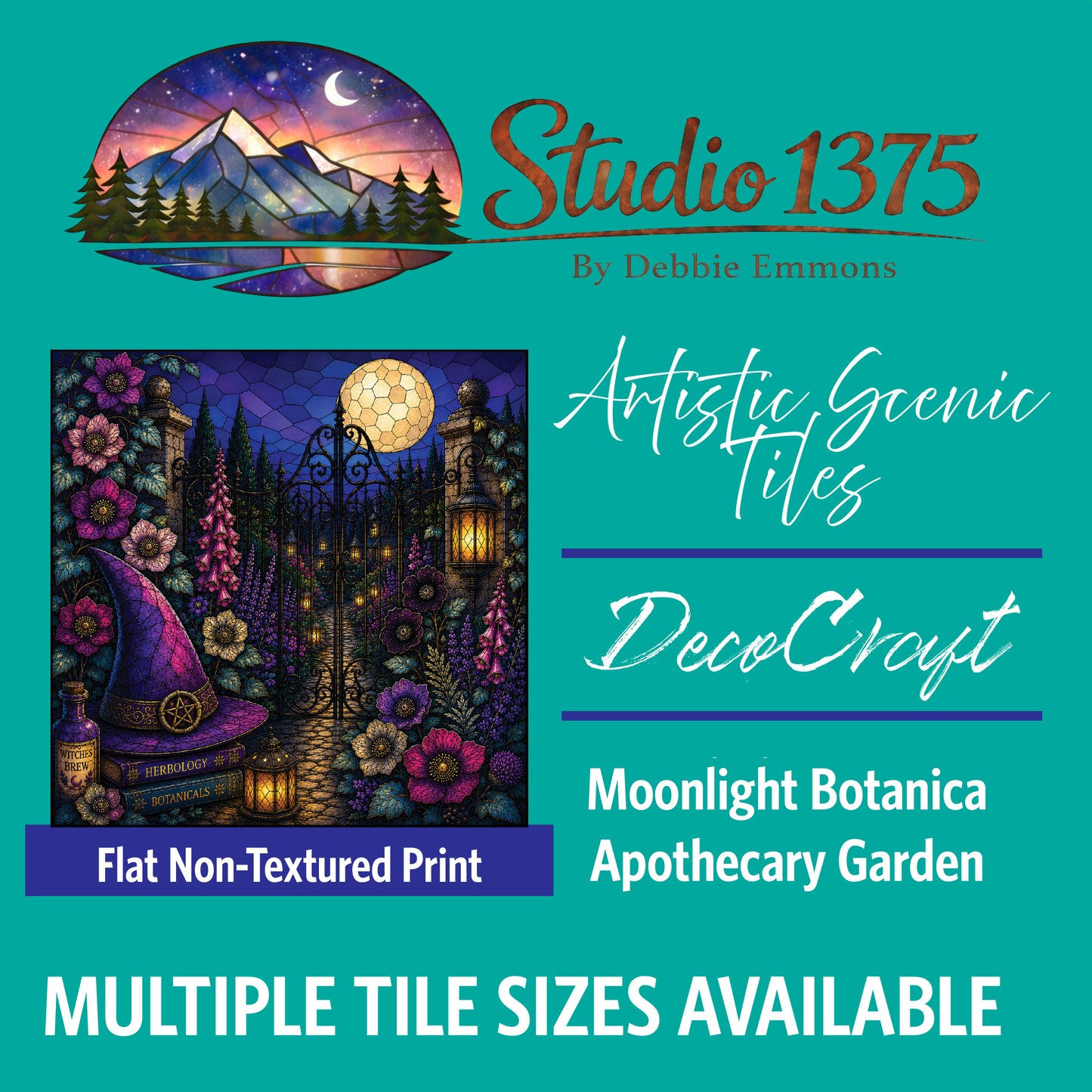 DecoCraft - Studio 1375 - Scenic Tiles Series - Moonlight Botanica - Apothecary Garden