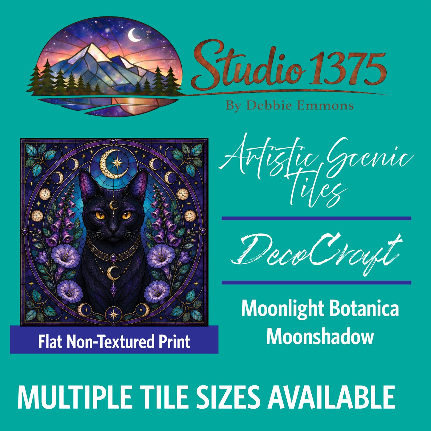 DecoCraft - Studio 1375 - Scenic Tiles Series - Moonlight Botanica - Moonshadow