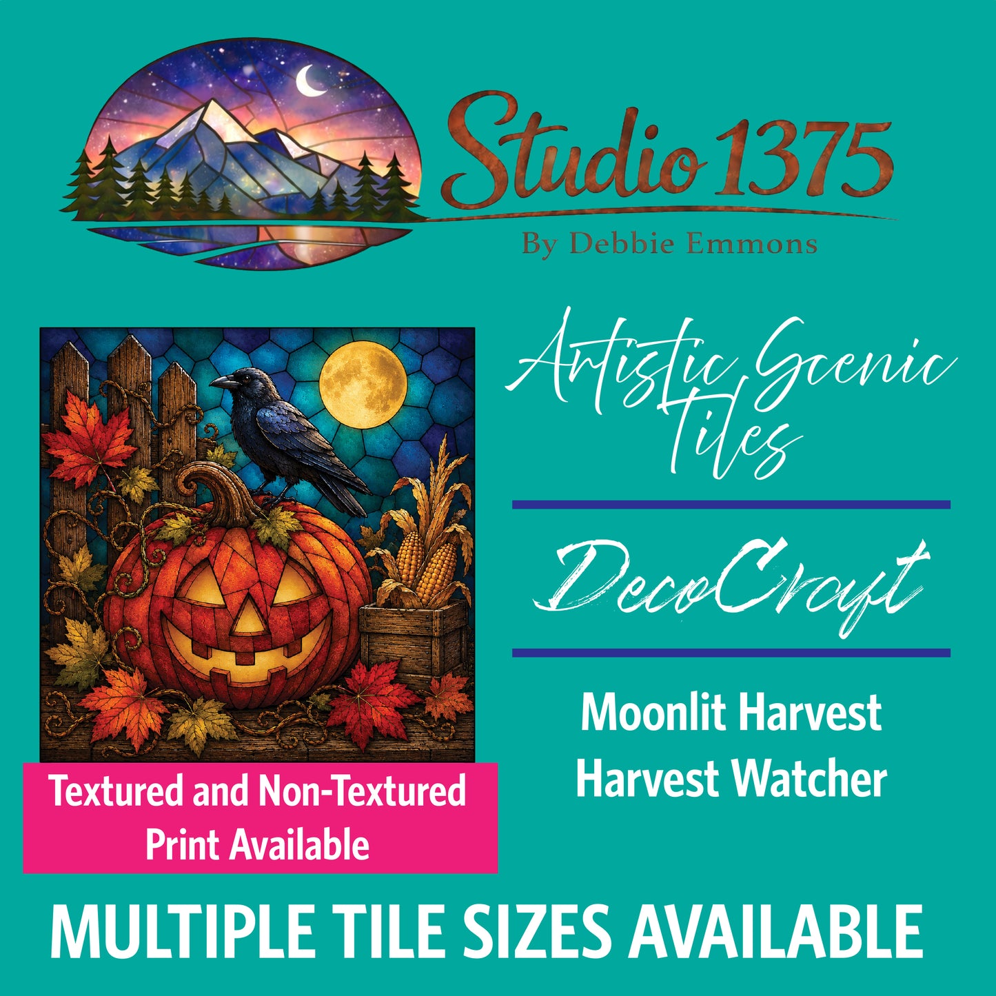 DecoCraft - Studio 1375 - Scenic Elevated Texture Tiles - Moonlit Harvest - Harvest Watcher