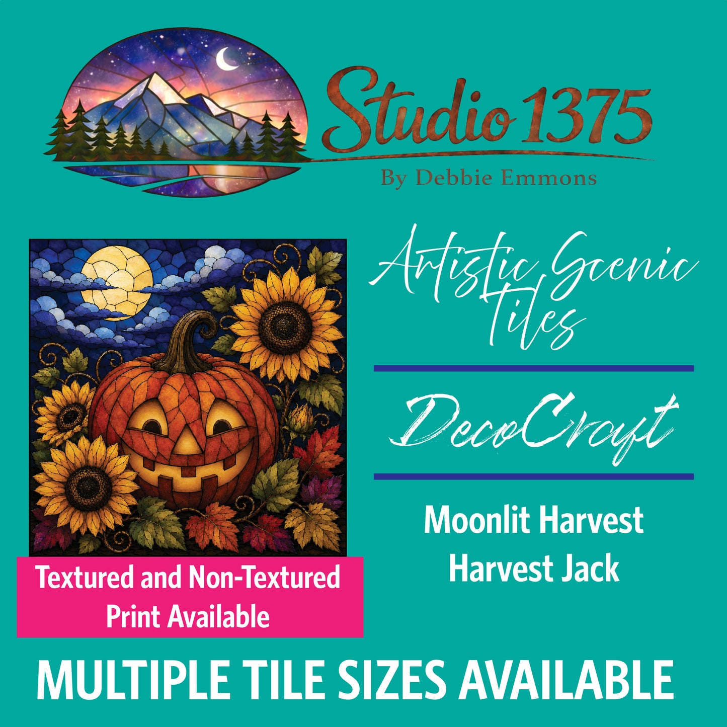 DecoCraft - Studio 1375 - Scenic Elevated Texture Tiles - Moonlit Harvest - Harvest Jack